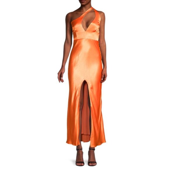 New! Bardot Orange Ambroise Asymmetric One Shoulder Maxi Dress Large 2685 - Picture 1 of 13